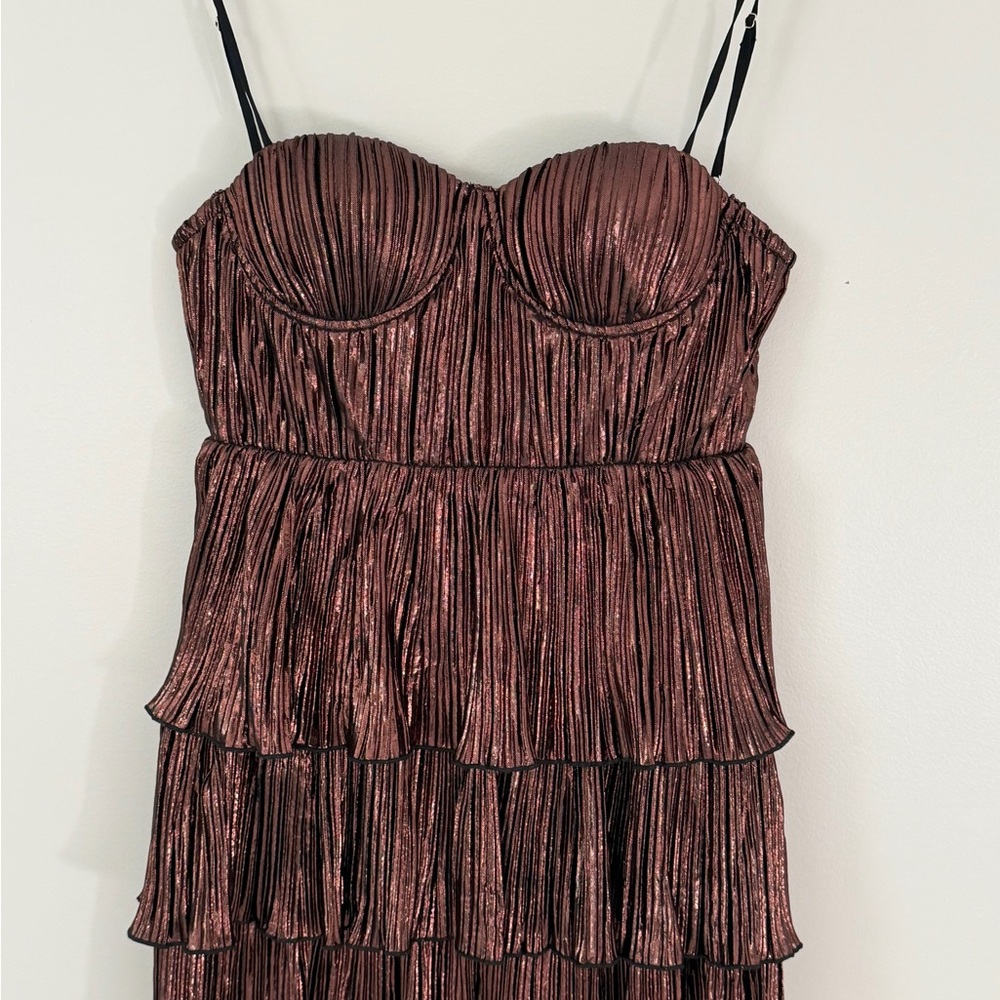 Vici Strapless Metallic Bronze Dress
